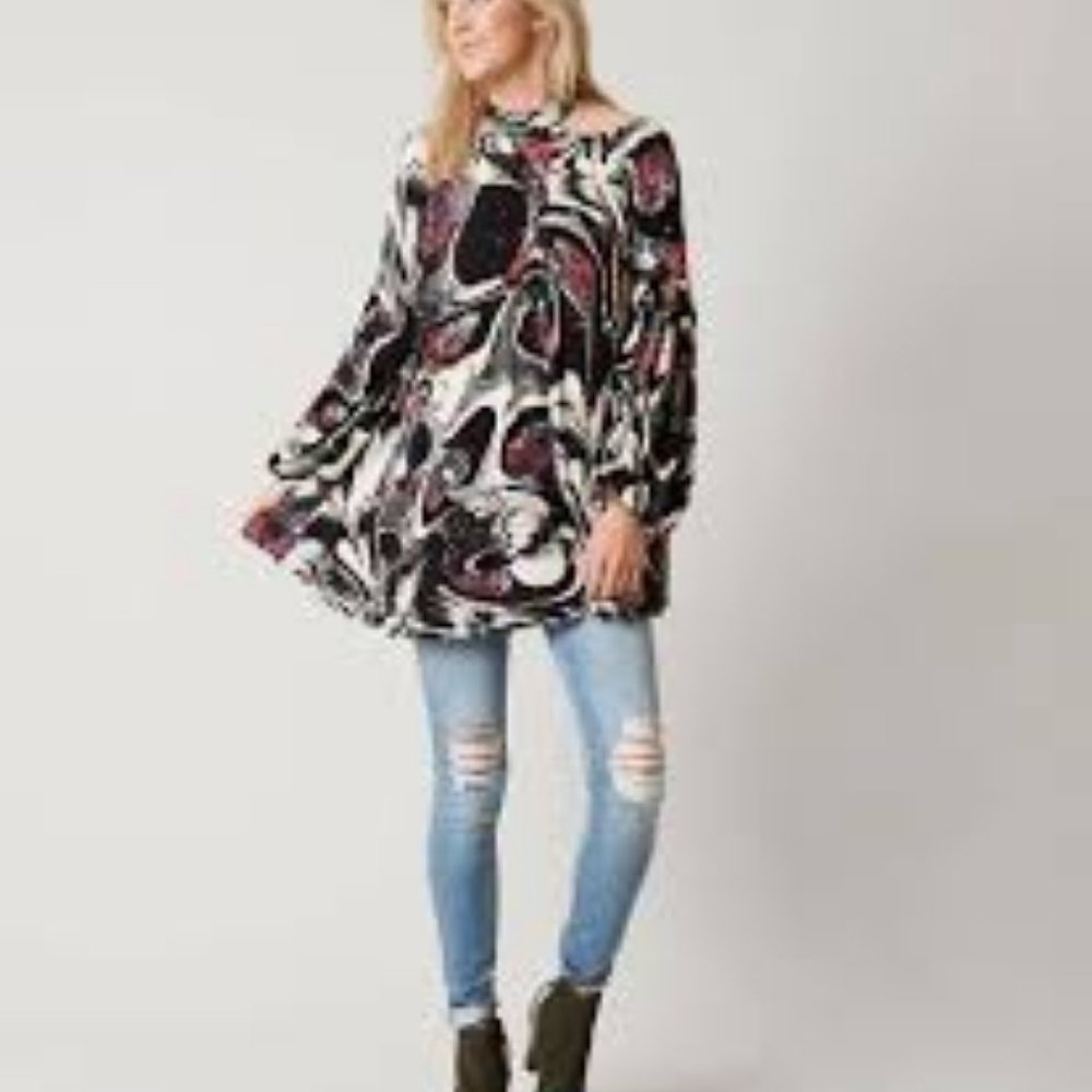 Free People XS Open Shoulder Blouse Tunic Dress